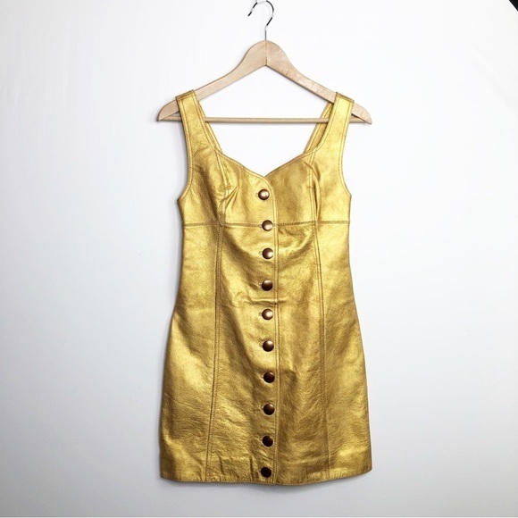 Free People Goldie, leather bronze, mini dress - Picture 2 of 15